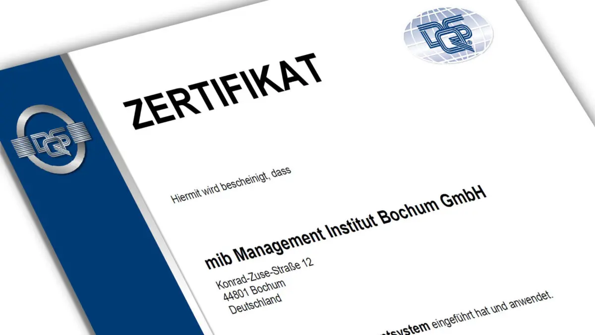 DQS Zertifikat für die Rezertifizierung des Managementsystems bei mib